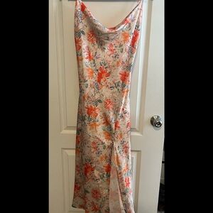 Floral Midi Satin Dress - Medium
